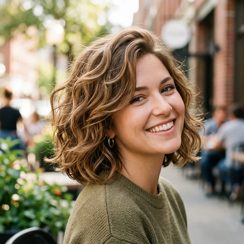 11. Short Bob with Waves (Bouncy and Thick Looking)