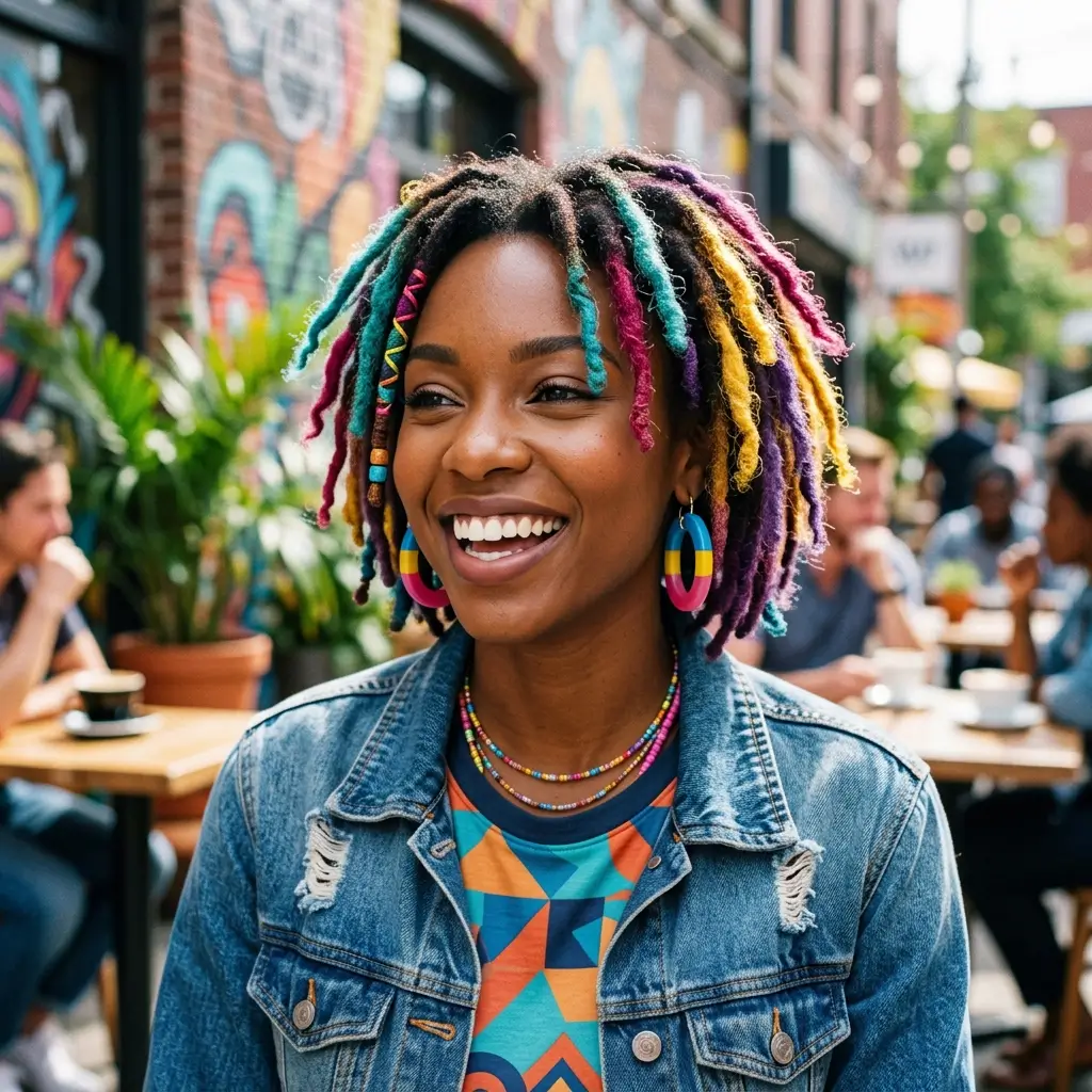 11. Short Dreads with Color (Vibrant and Fun)