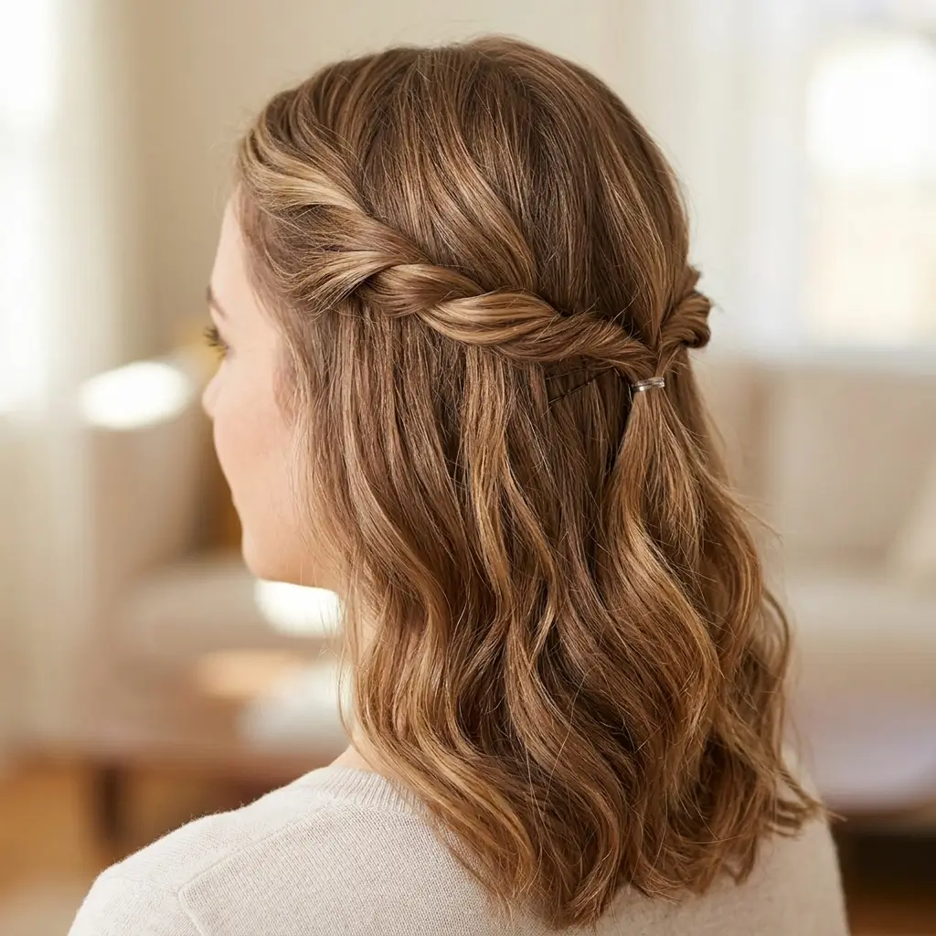 13. Twisted Half Up Style (Simple Detail)