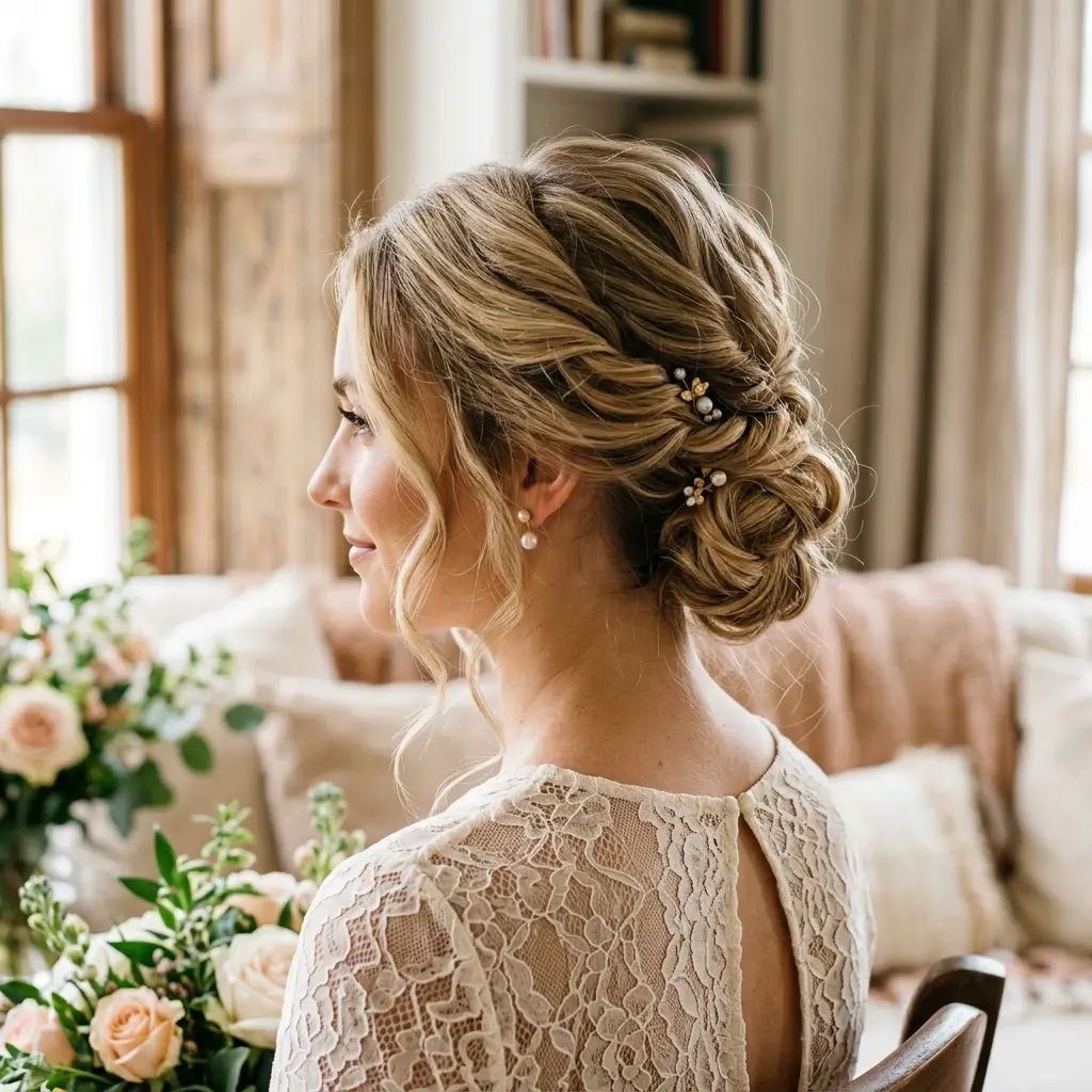 13. Twisted Updo (Soft and Feminine)