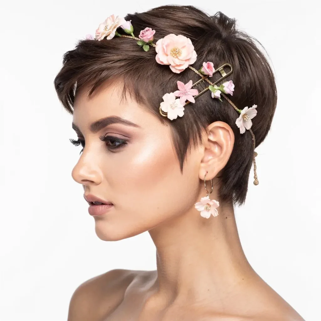 14. Floral Accessory Short Hair