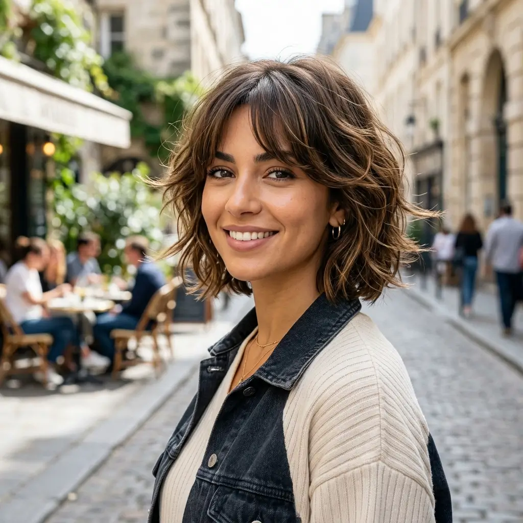 18. Short Layers with Curtain Bangs