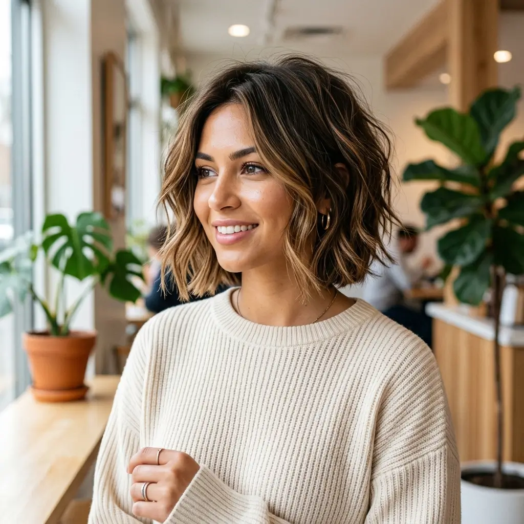 2. Textured Bob with Layers