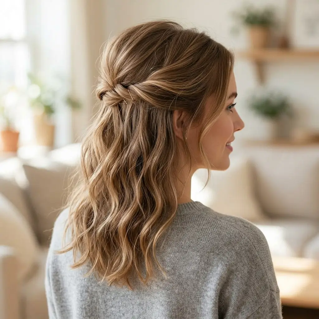4. Half Up Mini Style (Subtle Volume)