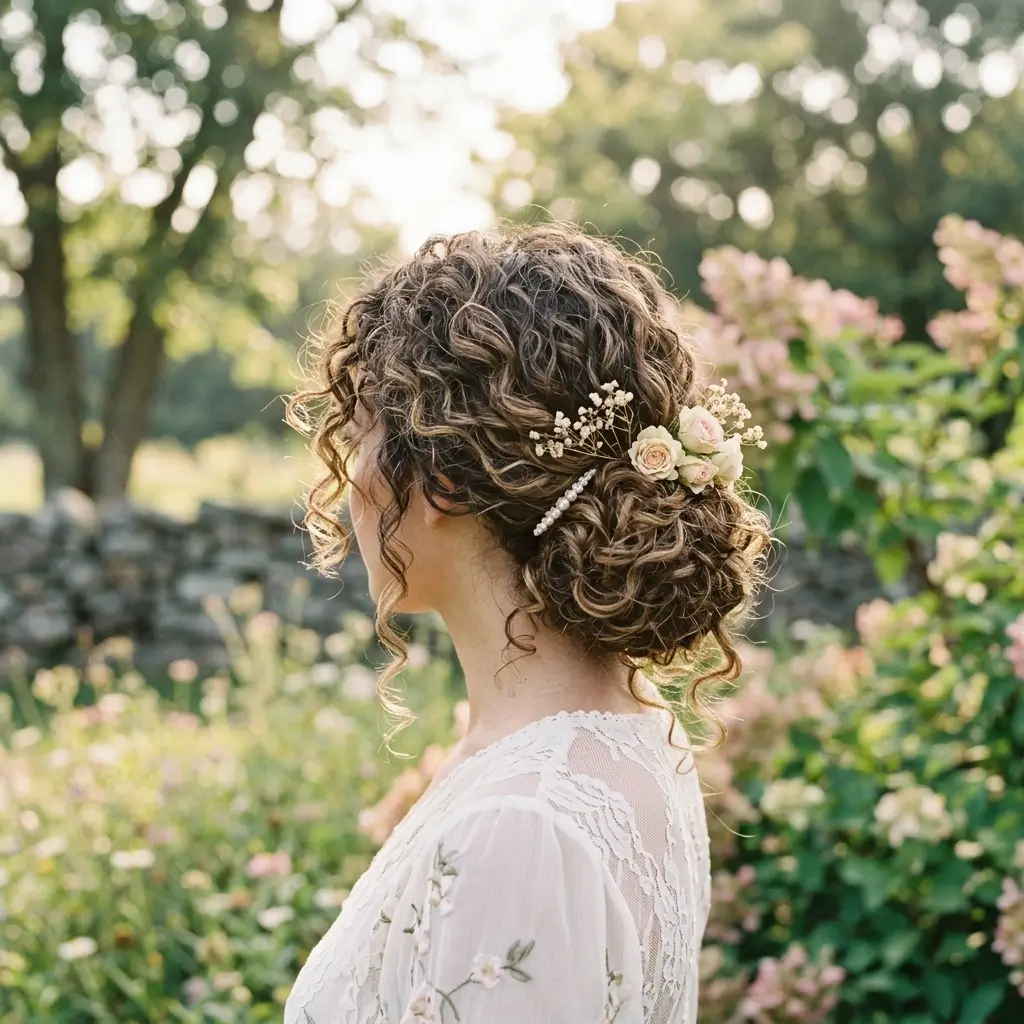 6. Curly Updo (Soft and Romantic)