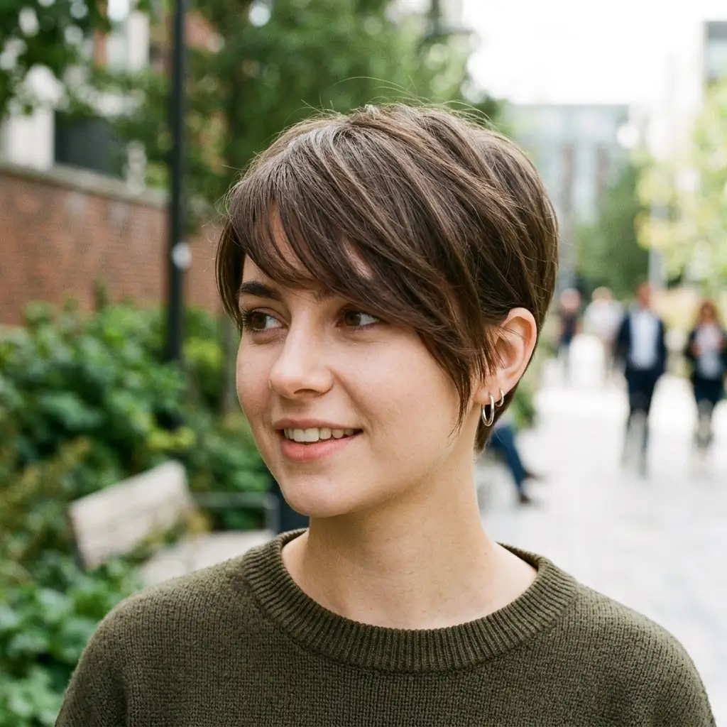 7. Pixie with Long Bangs (Balanced Style)