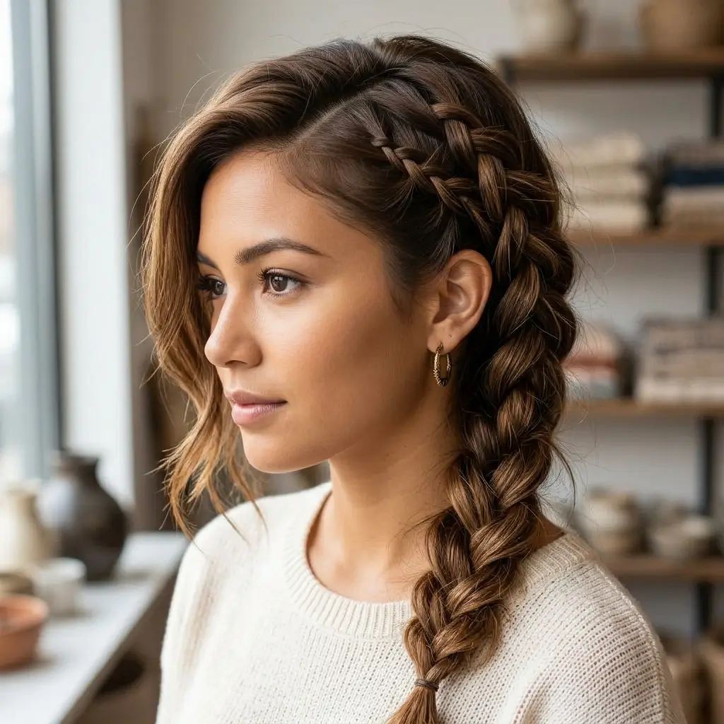 9. Side Braid (Asymmetrical Style)