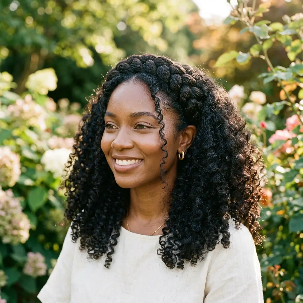 Braided Crown on Curls