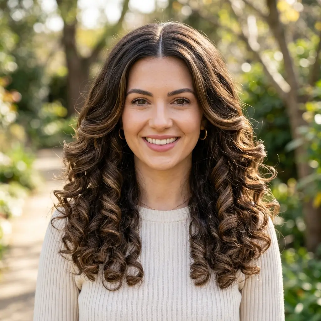 Centre Part + Barrel Curls