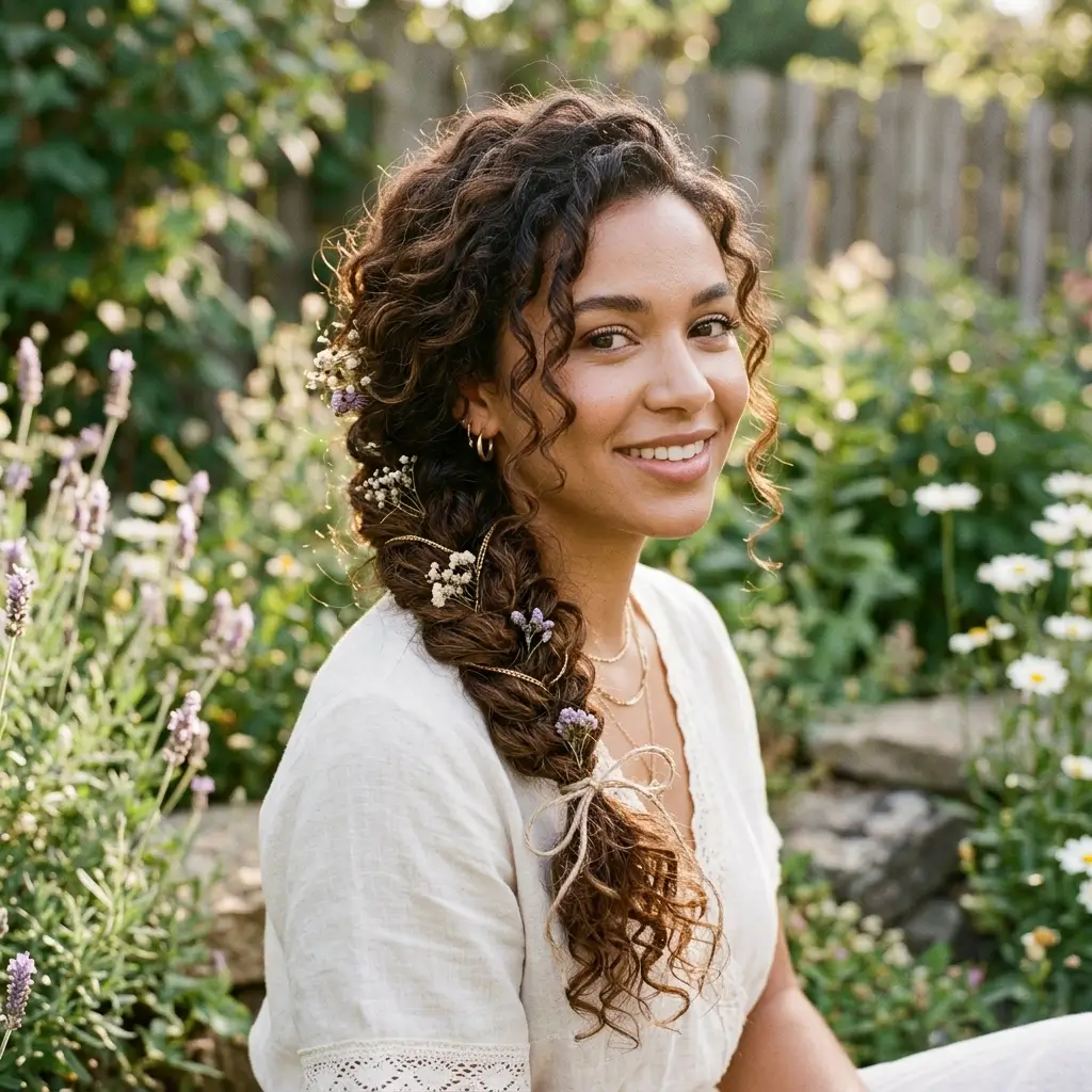 Curly Boho Side Braid