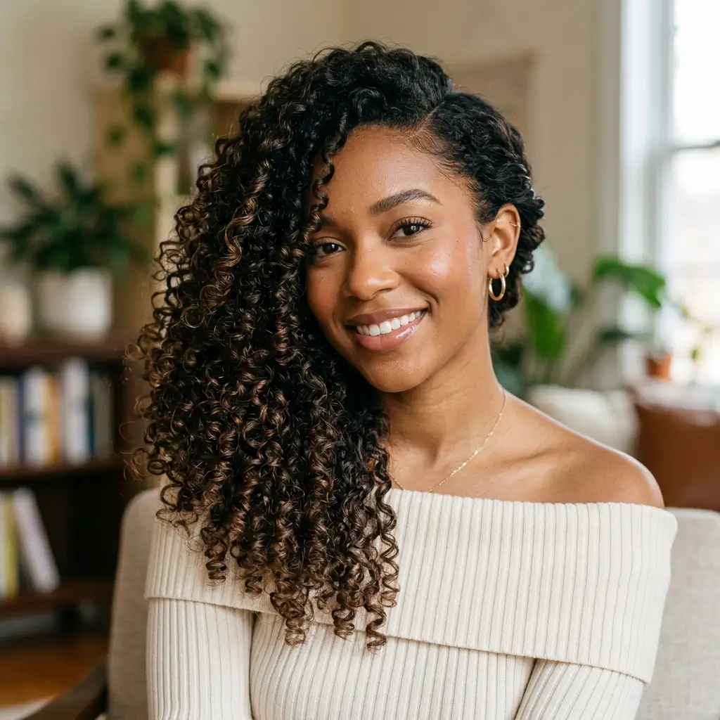 Curly Side Swept