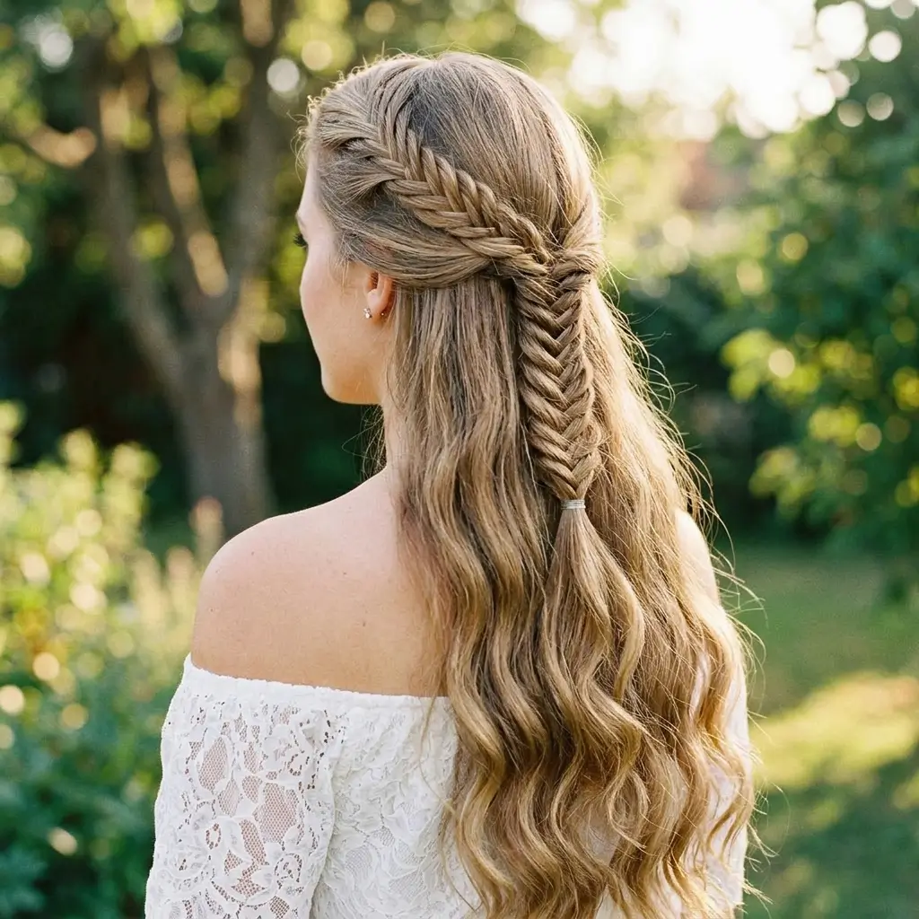 Fishtail Braid Half Up