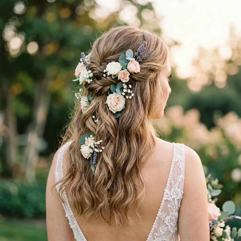 Floral Pinned Half Up