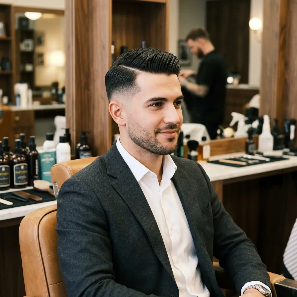 Low Fade with Side Part Clean and Elegant