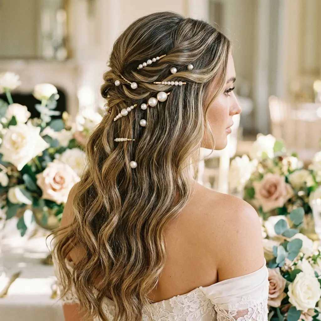 Pearl Pinned Half Up