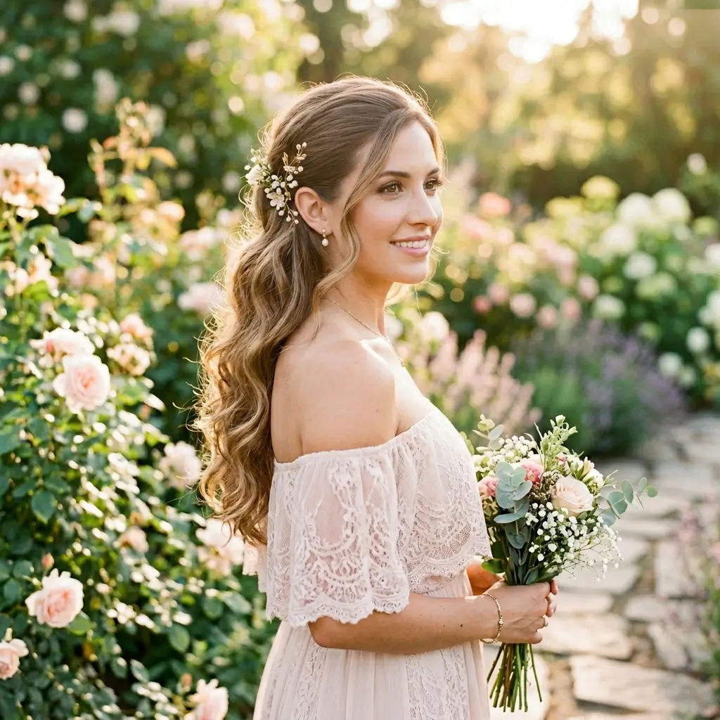 Side Swept Hair Soft and Romantic