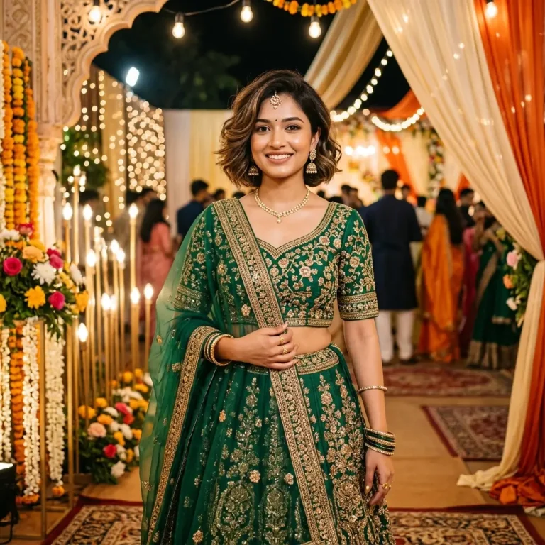 short hairstyles for lehenga